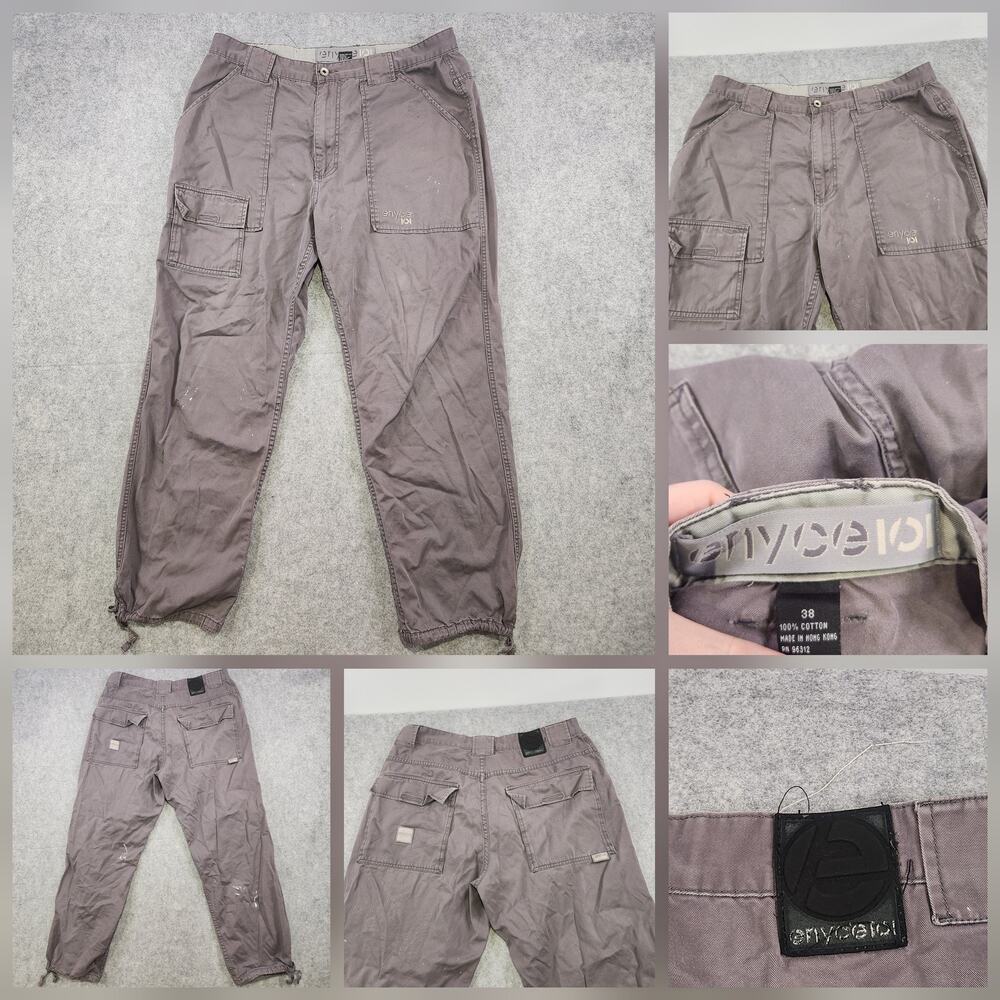 Vintage Enyce 101 Pants‎ Mens 38 38x30 Gray Cargo Drawstring Hem Streetwear 00s